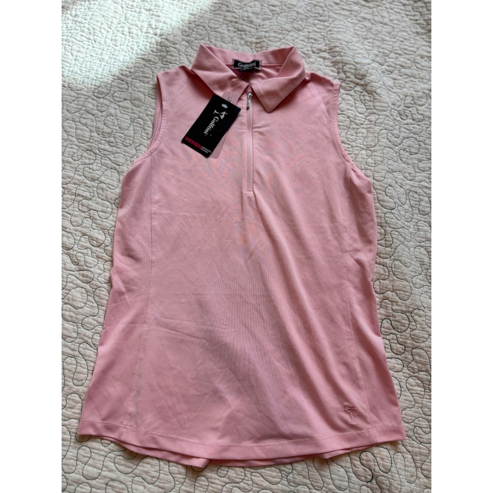 Golftini Womens Pink Sleeveless Quarter Zip Golf Polo Shirt UPF 30 Size XS